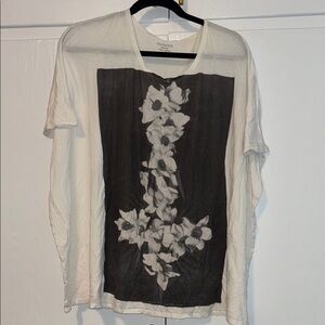 AllSaints White Oversized Graphic Tee with Floral Design size M